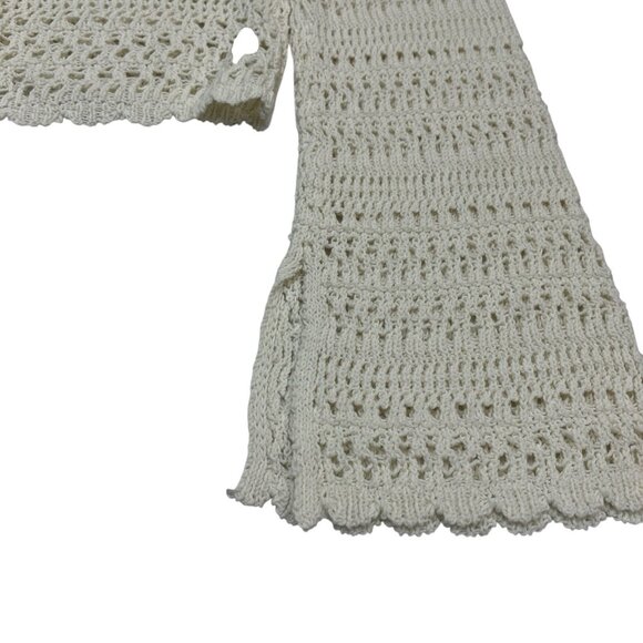 L Space Cardigan L White Crochet Open Knit Cropped Tie Front‎ Boho Hippie Beach - Picture 5 of 11
